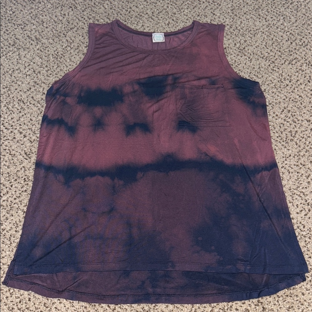 Tie-Dye Sleeveless Top - Purple and Black
